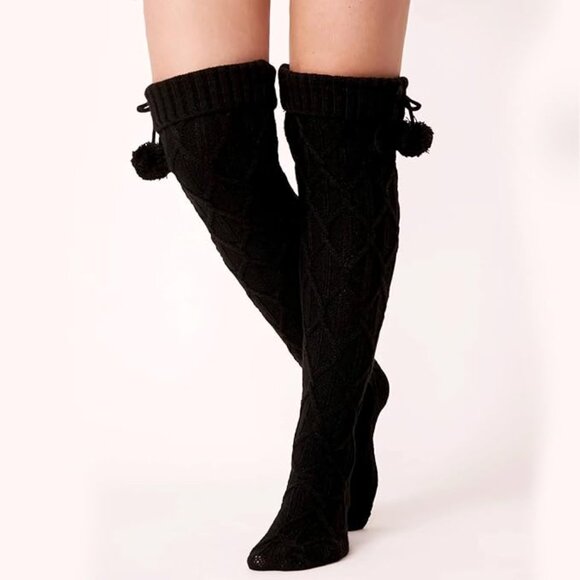 Women Cable Knit Over the Knee Boot Socks - Picture 2 of 4